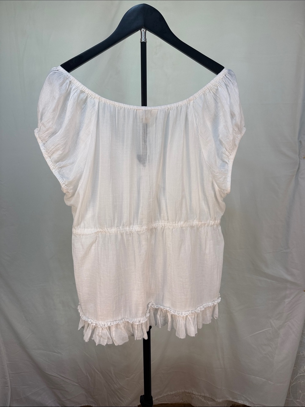 Lucky Brand White Gauzy Button-Front Peasant Blouse - Picture 2 of 2